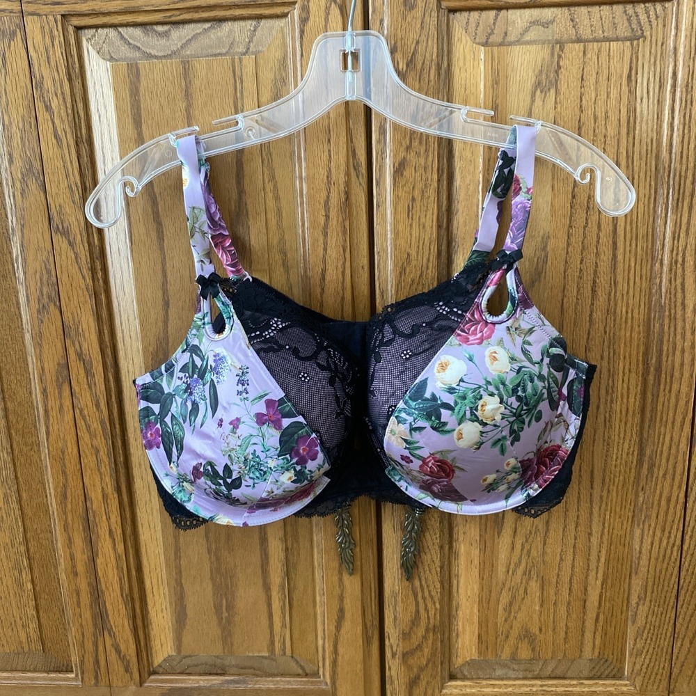 TORRID CURVE LIGHTLY LINED T-SHIRT BRA FLORAL‎ AND LACE UNDERWIRE SIZE 40DD